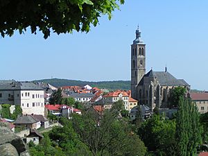 Cityscape of Kutná Hora with St James church