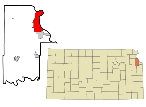 Location within Leavenworth County and Kansas