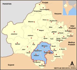 Map rajasthan mewar