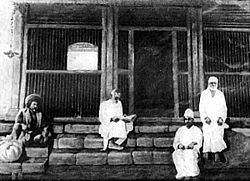 Shirdi Sai Baba on steps of Dwarakamai