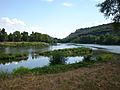 Confluence de L'Isère et du Rhône sur la commune de La Roche de Glun,la commune de Châteaubourg se trouve au niveau du Rhône et en face