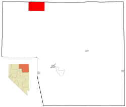 Location of Owyhee, Nevada