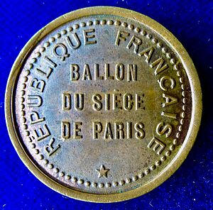 France 1870 Aeronautics Token Medal, Siege of Paris, Hot Air Balloon Le Washington, reverse