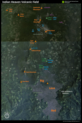 Indian Heaven Volcanic Field Satellite Map