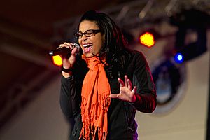 Jordan Sparks USO show on Camp Buehring, Kuwait 2011