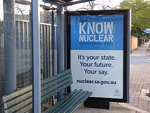 Know Nuclear campaign bus shelter advertisement, South Australia, August 2016