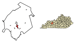 Location of Beaver Dam in Ohio County, Kentucky.