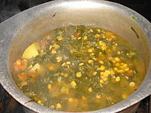 Sindhi Sai Bhaji During Cooking