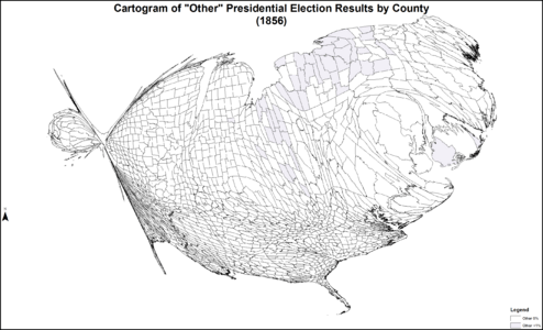 CartogramOtherPresidentialCounty1856Colorbrewer