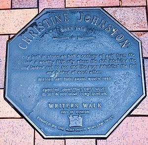 Christine Johnstone memorial plaque in Dunedin