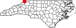 State map highlighting Ashe County