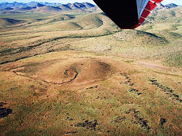 Volcanic vent at head of lava flow Animas New Mexico.JPG