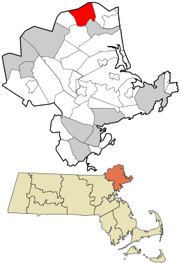 Location in Essex County and the state of Massachusetts