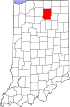 State map highlighting Kosciusko County