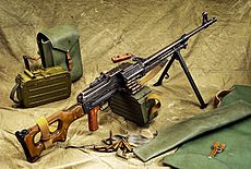 PKM machine gun in storage