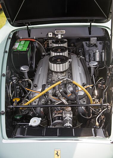 1952 Ferrari 342 America Pinin Farina coupé, engine (2019 Greenwich Concours).jpg