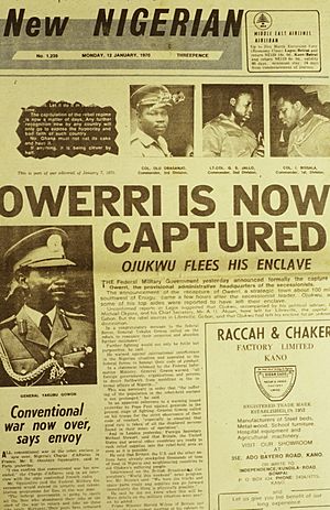 ASC Leiden - Rietveld Collection - Nigeria 1970 - 1973 - 01 - 093 New Nigerian newspaper page 7 January 1970. End of the Nigerian civil war with Biafra