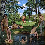 Bazille, Frédéric ~ Summer Scene, 1869, Oil on canvas Fogg Art Museum, Cambridge, Massachusetts