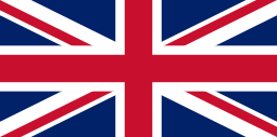 The Union Flag: a red cross over combined red and white saltires, all with white borders, over a dark blue background.