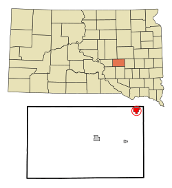 Location in Jerauld County and the state of South Dakota