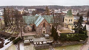 Aerial view with Kirkkonummi church