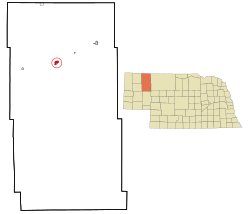 Location of Rushville within county and state