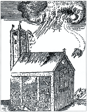Great Storm Widecombe woodcut