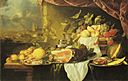Jan Davidsz de Heem - Fruit and Ham on a Table with a View of a City - 1646.jpg