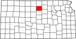 State map highlighting Mitchell County