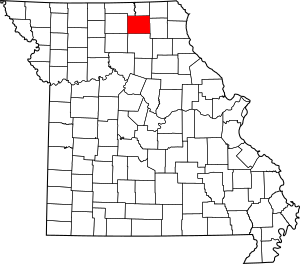 Map of Missouri highlighting Adair County