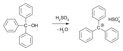 reaction of triphenylmethanol with sulfuric acid