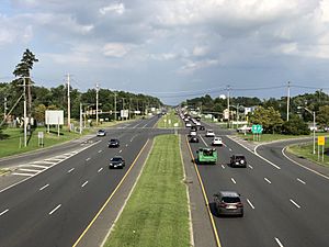 2021-08-30 17 02 13 View east along New Jersey State Route 70 from the overpass for New Jersey State Route 73 in Evesham Township, Burlington County, New Jersey