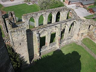 Ashby de la Zouch castle chapel as seen from tower