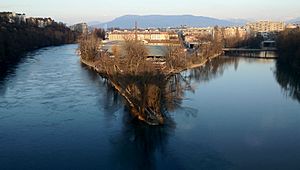 Confluence Rhône et Arve