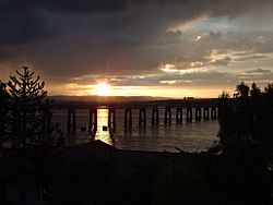 Dusk on a sunny summers day across Dundee, Scotland, July 17, 2007