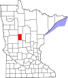 State map highlighting Wadena County