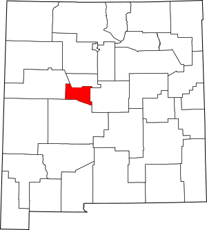 Map of New Mexico highlighting Valencia County