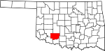 State map highlighting Comanche County