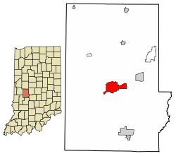 Location of Greencastle in Putnam County, Indiana.