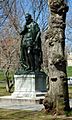 Rutgers University statue and tree in April College Campus