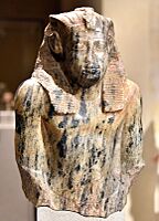 Upper part of a statue of Senusret I, from Egypt, Middle Kingdom, 12th Dynasty. C. 1950 BCE. Neues Museum, Germany