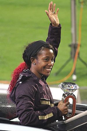 Brussels, Memorial Van Damme, Shelly-Ann Fraser-Pryce (14514025337) (cropped)