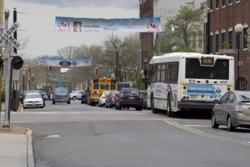 Downtown Freehold at the intersection of Main Street (CR 537) and Throckmorton Street (CR 522)