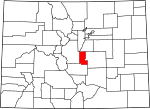 State map highlighting Teller County