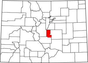 Map of Colorado highlighting Teller County