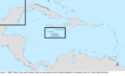 Map of the change to the United States in the Caribbean Sea on June 1, 1882