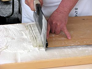 Preparing Soba 06 cutting