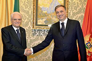 Sergio Mattarella e Filip Vujanović in Montenegro il 26-05-2015