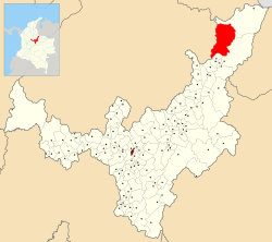 Location of the municipality and town of Chiscas in the Boyacá Department of Colombia