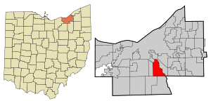 Location in Cuyahoga County and the state of Ohio